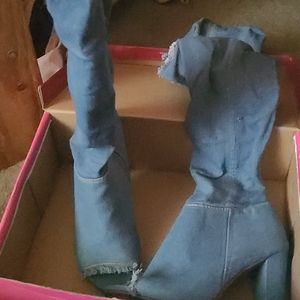 Denim boots